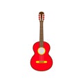 Red Mexican guitar melody. Vector isolated illustration on white background.